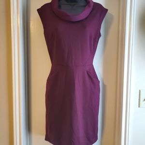 Plum shawl neck sheath dress